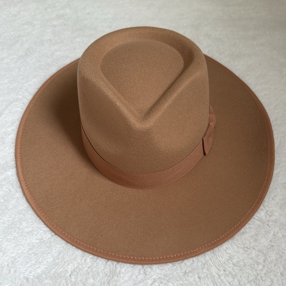 Felt brown western cowboy hat , Women’s boho Felt cowboys hat with bow accent - Picture 3 of 6